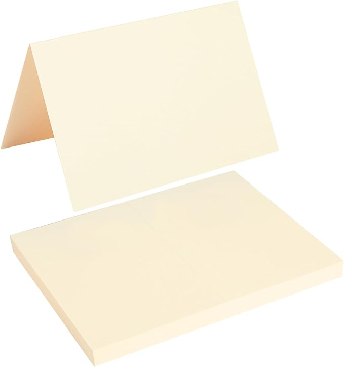 50 Pack Blank Folded Cardstock Cards, Cream Color, 4x6