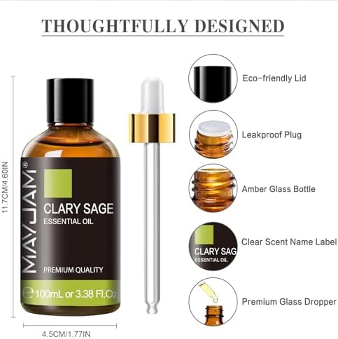 MAYJAM Clary Sage Essential Oil for Diffuser Soap Candle Making, 3.38FL.OZ
