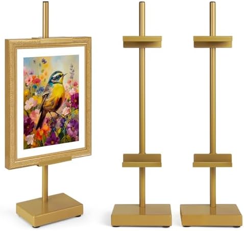 Adjustable Tabletop Easel Stand, Gold 17" H Easels for Display