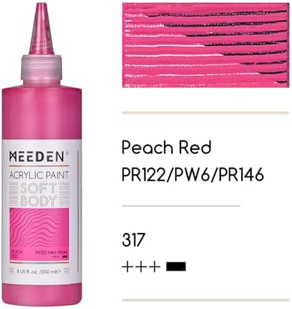 MEEDEN Soft Body Acrylic Paint: Peach Red Matte Finish 250ml/8.45oz