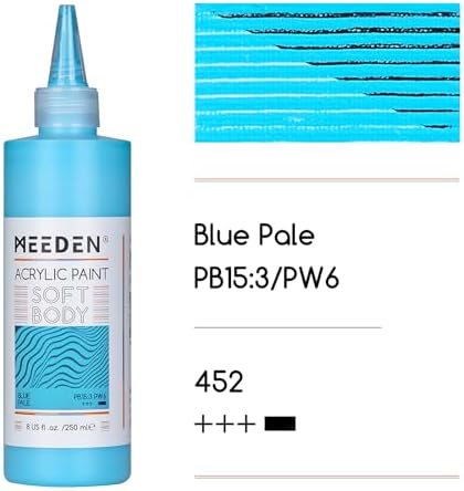 MEEDEN Soft Body Acrylic Paint: Blue Pale Matte Finish 250ml/8.45oz