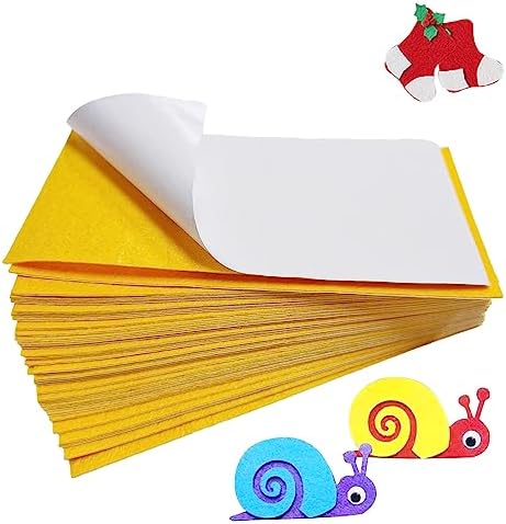 Jtnohx Self Adhesive Felt Sheets Adhesive Backed Felt Fabric Yellow 33Pcs