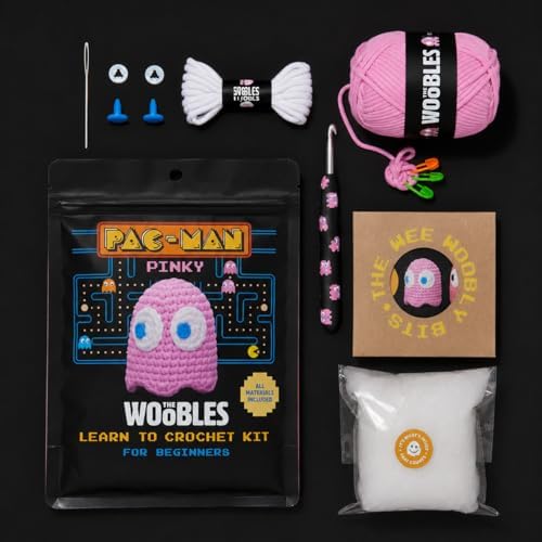 The Woobles PAC-MAN Ghost Crochet Kit for Beginners (Pinky)