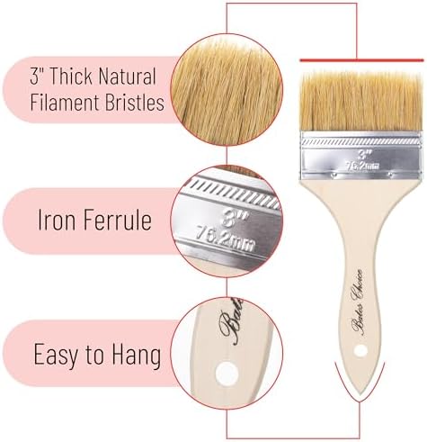 Bates- Chip Paint Brushes for Painting, 3 Inch, 36 Pack, Wood Handle, Natural Bristle Paint Brush