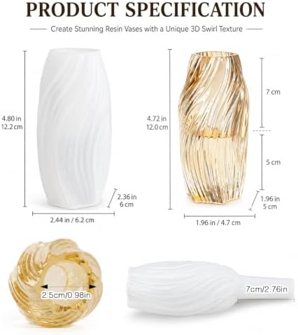 Vase Resin Mold, 3D Twisted Wave Silicone Mold for Epoxy Resin