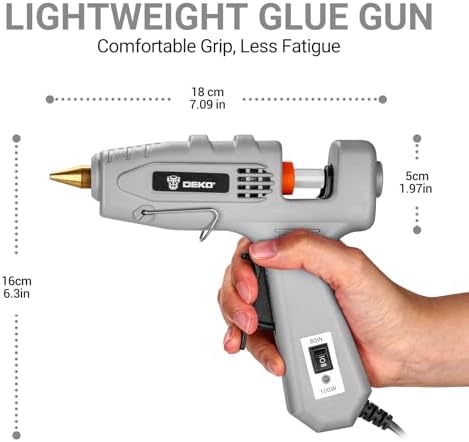 Hot Glue Gun Full Size: DEKOPRO 60/100Watt Dual Temp Hot Glue Gun Kit with 25 Glue Sticks, Organize Storage Case, Heavy Duty Heat Glue Gun Tool Set for Home Repair, Art & Crafts, DIY