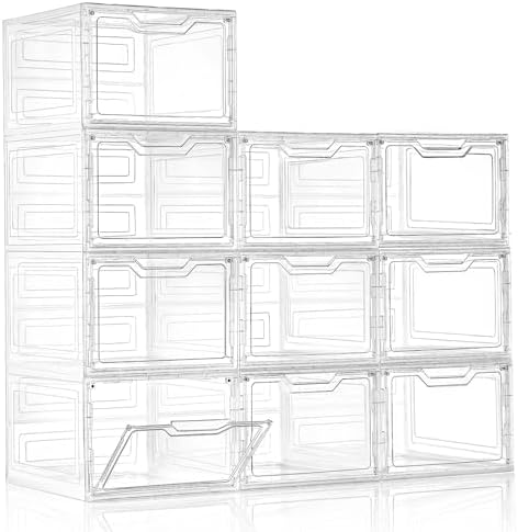 10 Pack Clear Storage Bins with Lids, 19 Qt Closet Organizers and Storage