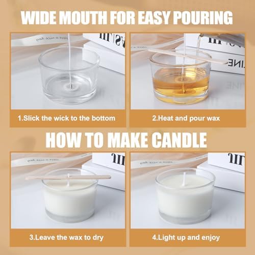 6-Pack 16oz Glass Candle Jars for Making Candles -Clear
