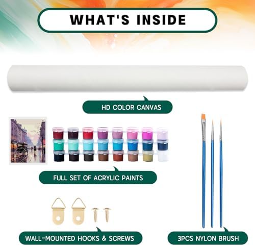 Possoco Paint by Numbers Kit for Adults Beginner, London Street Easy Adult Paint by Number Kits on Canvas, DIY Acrylic Oil Paint by Number for Adults Landscape for Home Decor Gift 16x20 Inch