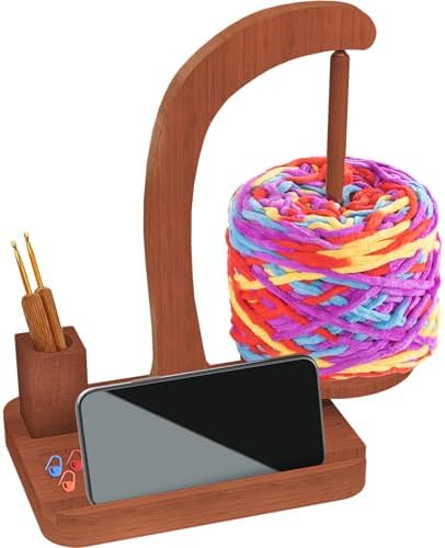 FOGWOWO Yarn Holder for Crocheting,with Storage & Phone Stand,Crochet Gifts