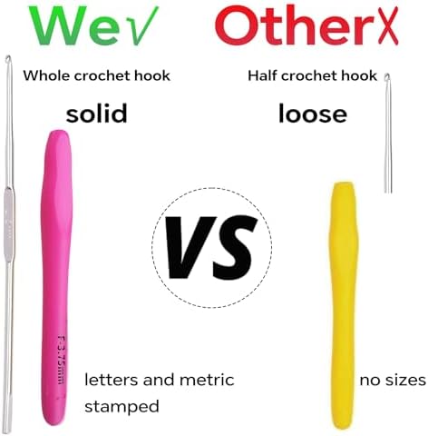3.75mm Crochet Hook, Ergonomic Crochet Hooks with Soft Rubber Handle and Smooth Glide Head - Lightweight Aluminum Needles for Beginners, Arthritis, Yarn Projects, Long Crafting Sessions (3.75 mm)