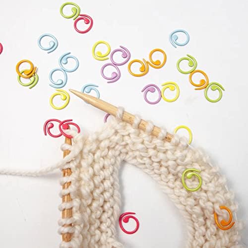 Hilsayum 30PCS Metal Stitch Markers Helical-Shaped Crochet Markers Ring Multicolor Crochet Locking Markers for Knitting and Crocheting (Multicolor)