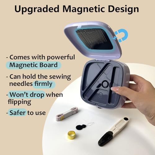 Sewing Kit Magnetic, Needle and Thread Kit with Sewing Supplies Travel Small Sewing Kit Portable for Adults Beginners (Green)