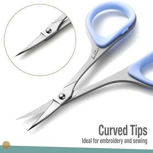 Beaditive Sewing and Embroidery Scissors Set (2 pcs) Curved and Straight, Sharp, Stainless-Steel Design | Precision Tips, Ergonomic Rubber Handle Grip | Small, Compact DIY Use (Extra Sharp)