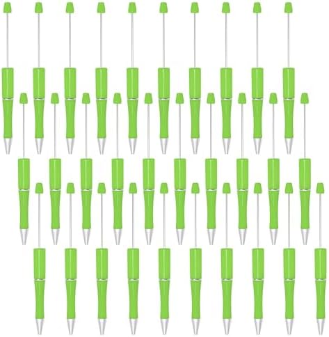 30Pcs Bright Green Beadable Pens Beaded Ballpoint Pens Bulk for DIY Writing