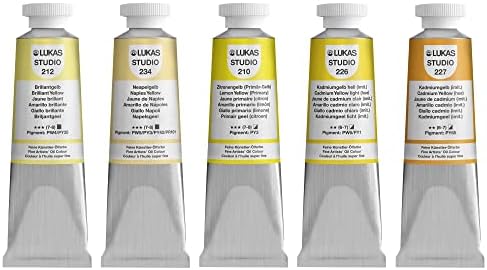 Lukas Studio Artist Oil Color Paints - High-pigment oil paint made with natural binder for artist, painting, & more! - [Yellows - 37 mL]