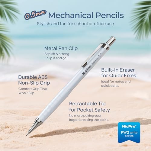 Nicpro Cute Mechanical Pencil Set, 4PCS 0.5mm Pastel Drafting Pencils