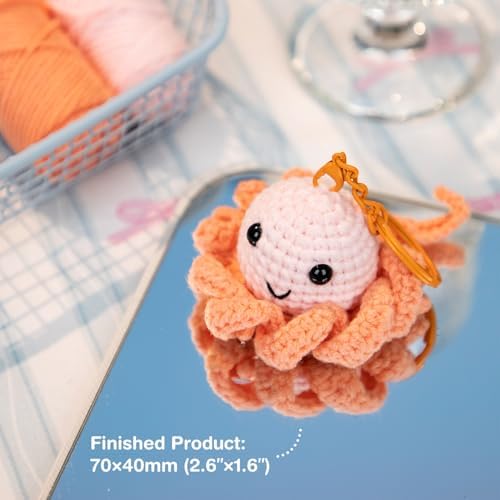 Avenir Crochet Kit for Beginners, Octopus Animal Keychain Craft Set