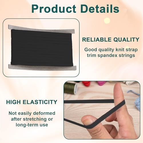 Airisoer Elastic Bands for Sewing 1/4 Inch x 32 Yards, Black