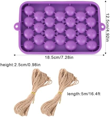DIY Silicone Grape Soap Mold with 2 Hemp Ropes, Reusable Handmade Grape Shape Soap Mold Kit for Crafting Homemade Making Supplies Creative Gift Idea for Adults & Beginners (Purple)