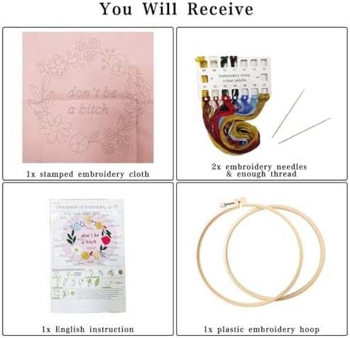 Nuberlic Funny Embroidery Kit for Beginners, Cross Stitch Kits
