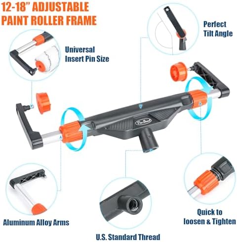 10pc 12"-18" Adjustable Large Paint Roller Kit with Aluminum Extension Pole