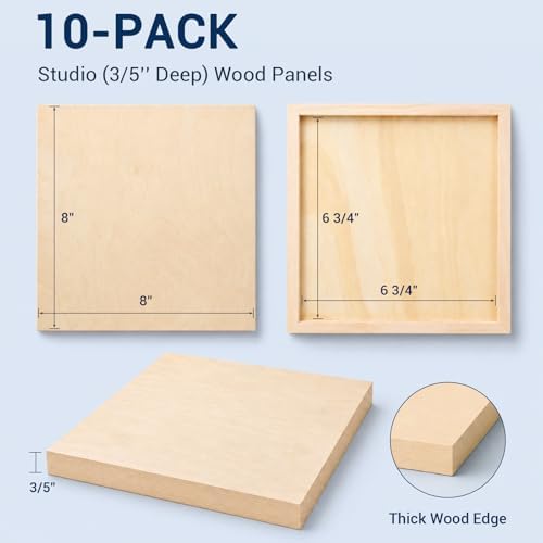Falling in Art 10 Pack 8x8 Unfinished Birch Wood Panels Kit for Painting