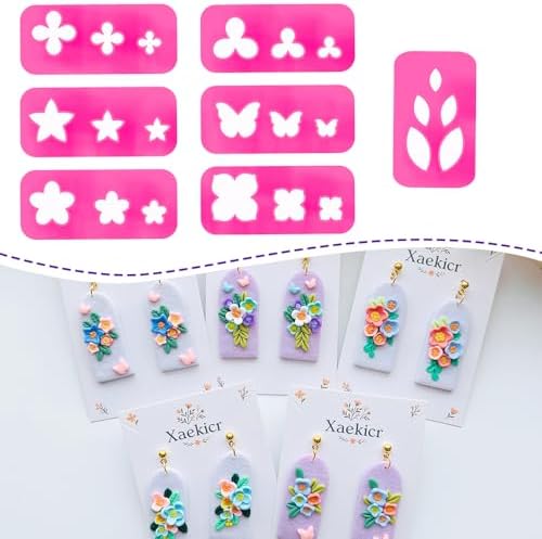 Xaekicr Floral Polymer Clay Cutters Set – Molds and Clay Cutters for Polymer Clay, Decorative Clay Earring Tools