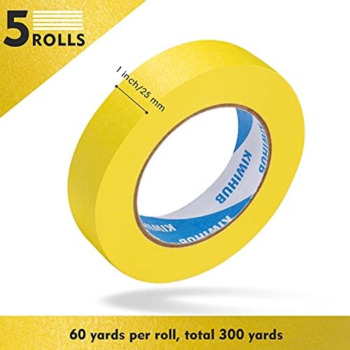 Yellow Painters Tape,1 Inch x 60 Yards x 5 Rolls (300 Yards Total)