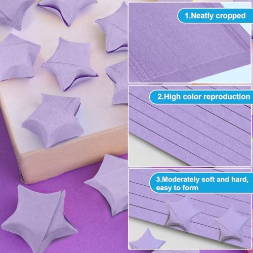 FoDau770 Solid Color Star Paper Strips - 360 Sheet, Light Purple