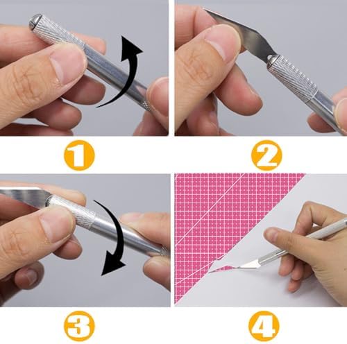 Self Healing Sewing Mat, Exacto Knife Precision Carving Craft Hobby Knife Kit for DIY Art Work Cutting, Hobby, Stencil, Scrapbooking-A4 (Pink)