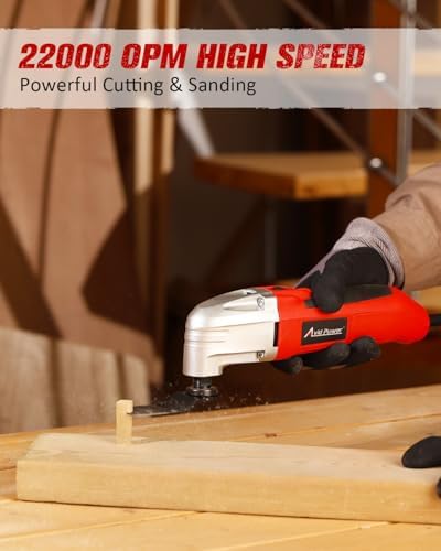 AVID POWER Oscillating Tool 3°Oscillation Angle 22,000 OPM Oscillating Saw | Universal Interface, 12 Oscillating Multi Tool Accessories, for Light Duty Cutting, Grinding, Sanding, Scraping - Red