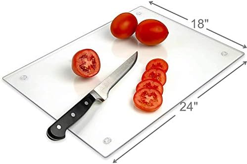 Tempered Glass Cutting Board Long Lasting Clear Glass Scratch, Heat, Shatter Resistant, Dishwasher Safe. (XXLarge 18x24")