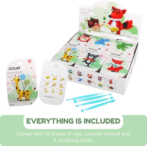 LOUFOR Air Dry Clay Kit -12 Animals Modeling Clay for Kids Arts and Crafts