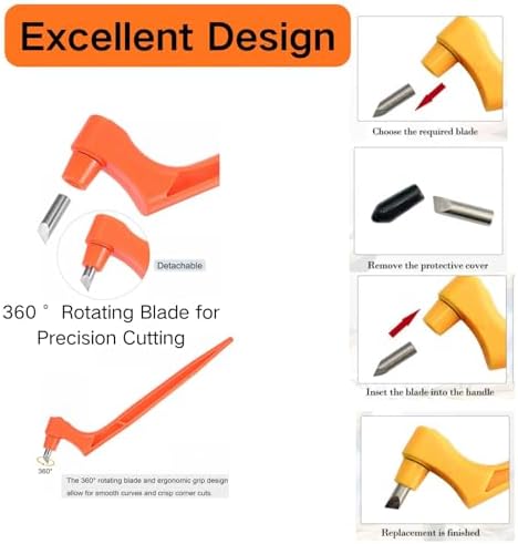 360° Rotating Pen Cutter Set, 3 Pack Craft Cutting Tools with 15° 30° 45° Replacement Blades, Precision Art Knife for Paper Cutting, Scrapbooking, Stencil, DIY Crafts (Pink, Navy, Orange)