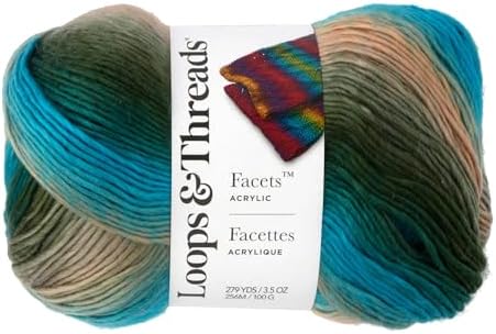 Loops & Threads Facets Yarn - Yarn for Knitting, Crochet, Weaving, and Arts & Crafts - Urban Sky, Acrylic, 3.5 oz
