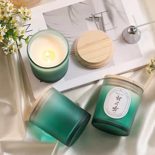 REISEN 12 Pcs 10oz Gradient Green Candle Jars for Candle Making Kit