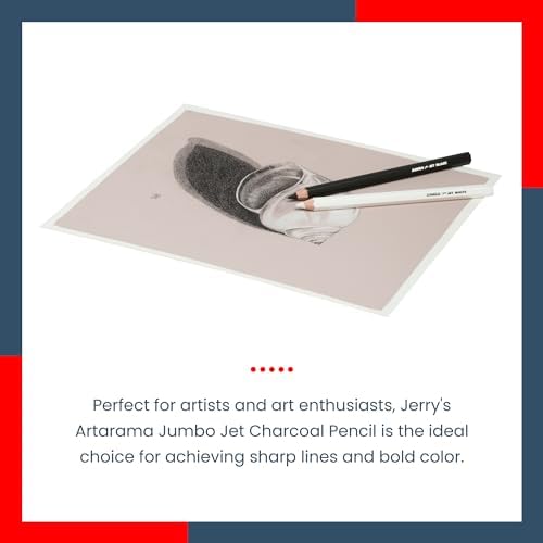 Jerry's Artarama Jumbo Jet Charcoal Pencil, 5.5mm Lead - Durable, Oversized Pencil for Sketching, Outlines & Technical Drawing, Perfect for Kindergarten & Art Enthusiasts - Sanguine