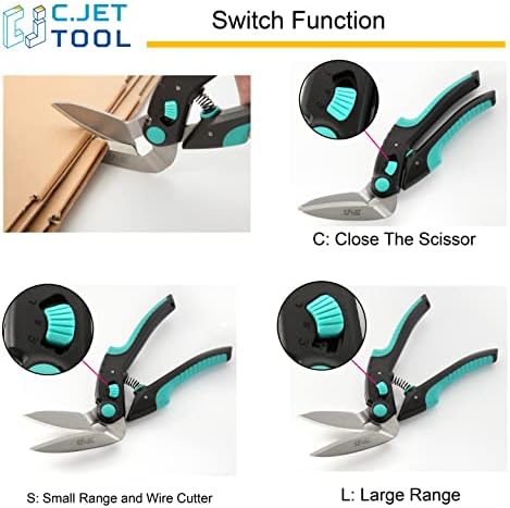 C.JET TOOL 10" Heavy Duty Carpet Cutter, Industrial Scissors, Multipurpose, Professional Soft Grip Stainless Steel (Turquoise) (Pack of 2)