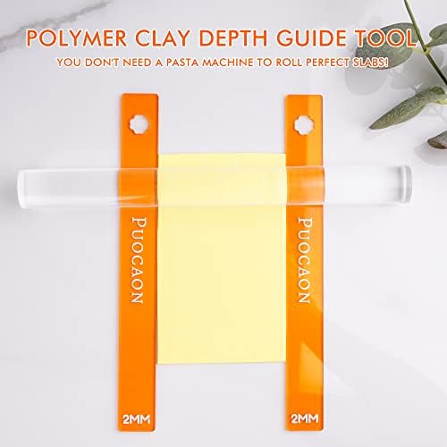 Puocaon Polymer Clay Depth Guides - 8 Pcs Thickness Depth Guide for Polymer Clay Jewelry, Polymer Clay Rolling Tools for Earrings, Roller Depth Guides, Acrylic Polymer Clay Tools for Jewellery