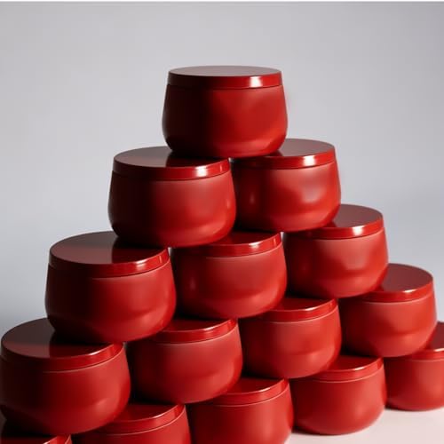 HOMAMAMOON 8oz Candle Tins | 24-Pack Premium Full Red 8 OZ Metal Candle Jars with Lids for Making Candles, Bulk Empty Candle Containers for Home DIY and Small Business