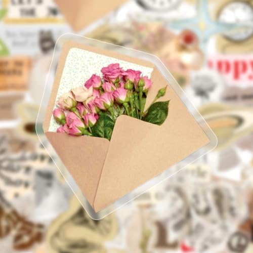50Pcs Vintage Aesthetic Stickers Retro Torn Paper Decals for Craft Supplies