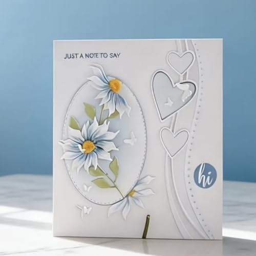Scrapbooking Die-Cuts for Card Making, Christmas Metal Cutting Dies, Paper Craft Punch Template, Background Embossing Stencils, DIY Album Décor (Heart Bouquet Round Frame-14x9.8cm)