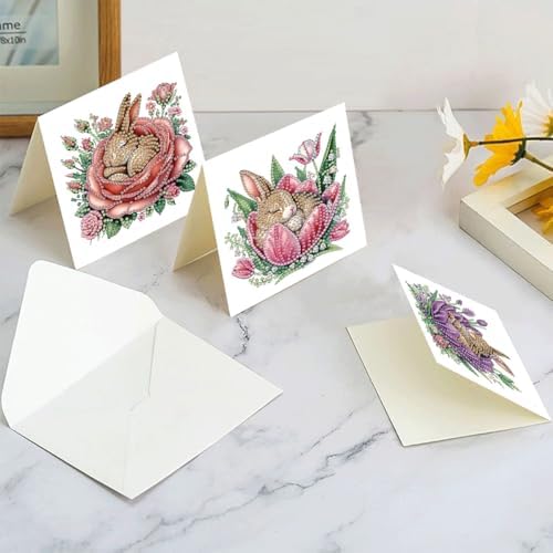 LSQFS 6Pcs Diamond Painting Greeting Cards, 5.9x11.81inch