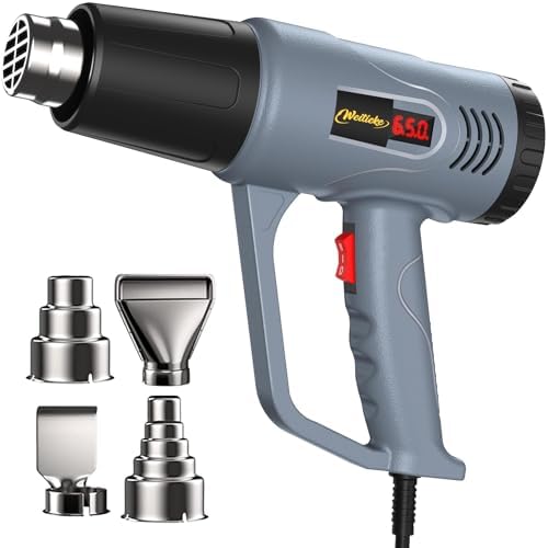 Digital Display Heat Gun, Adjustable Temp Hot Air Tool for Crafts & Shrink Tubing | Digital Heat Gun with Side LCD Display, 650°C Adjustable Hot Air Tool, 4 Nozzles