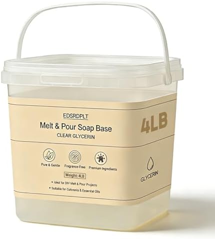 4lb Clear Glycerin Soap Base in Bucket - Airtight Resealable Lid, Moisture Proof, Premium Glycerin Melt and Pour for DIY Soap Making Supplies (Transparent, 4 Pound)