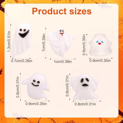 Lyreh 210pcs Mini Resin Ghost, 5 Styles Resin Funny Miniature Ghosts