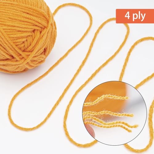 NICEEC 300g Soft Assorted Colors Yarn 100% Acrylic 870yds -Bright Yellow