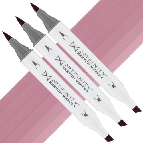 Artfinity Sketch Markers - Set of 3 - Blush Pink RV6-3, Vibrant, Professional, Dye-Based Alcohol Markers for Artists, Drawing, Travel, & More