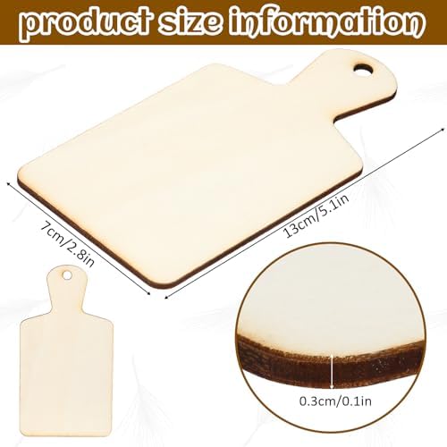 Suzile 36 Pcs Mini Wooden Cutting Board 5.1"x2.8" Unfinished Small Boards